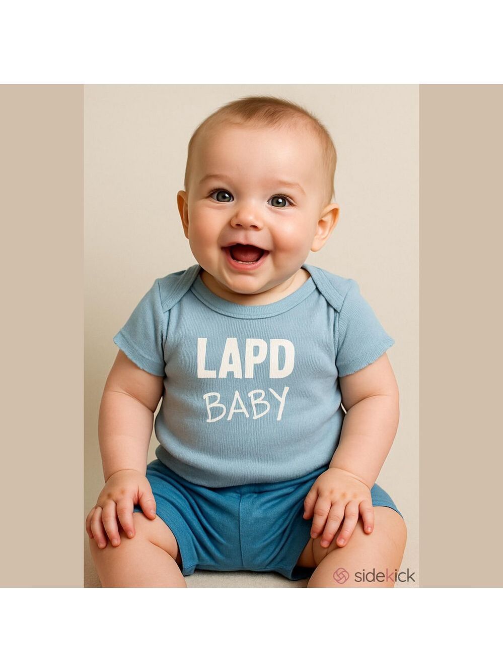Hanes Playwear Baby Tee in Light Blue with White Logo